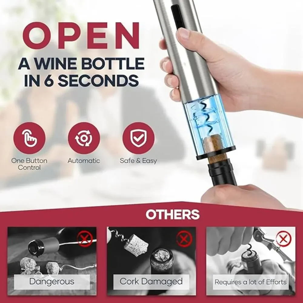 Rechargeable Electric Wine Bottle Openers Set Vacuum Stopper Foil Cutter Pourer